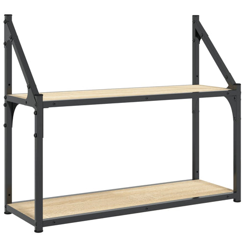 2-stöckiges Wandregal Sonoma-Eiche 60 x 21 x 51 cm Holzwerkstoff