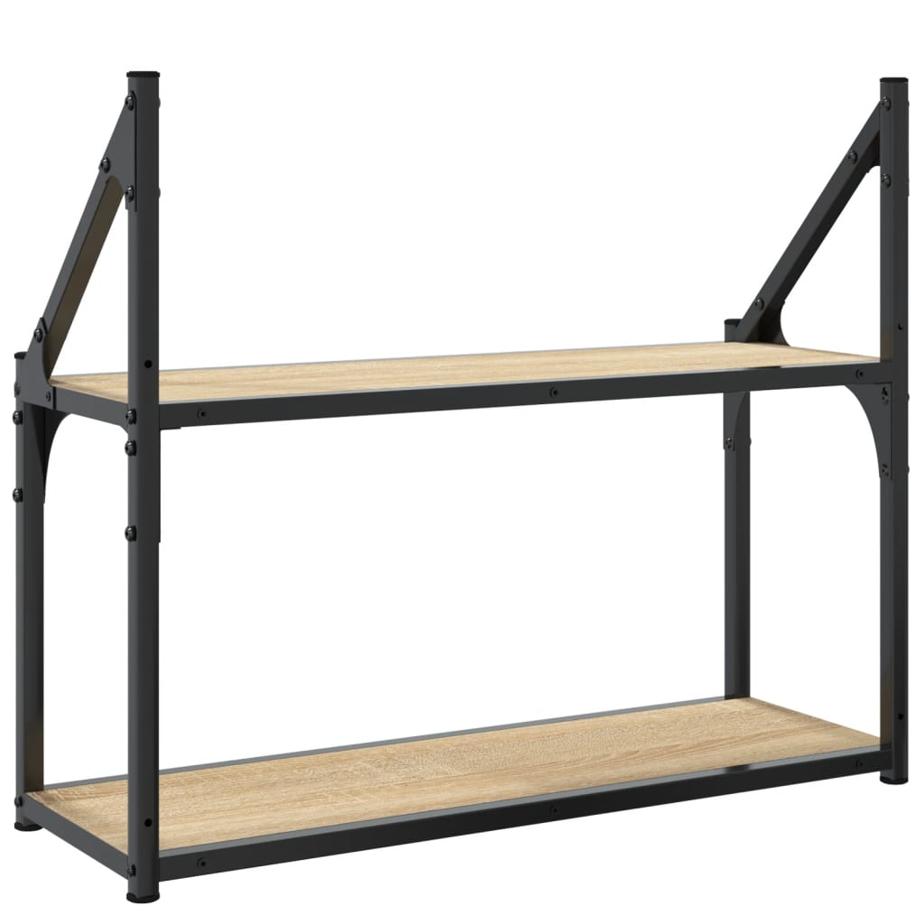 2-stöckiges Wandregal Sonoma-Eiche 60 x 21 x 51 cm Holzwerkstoff