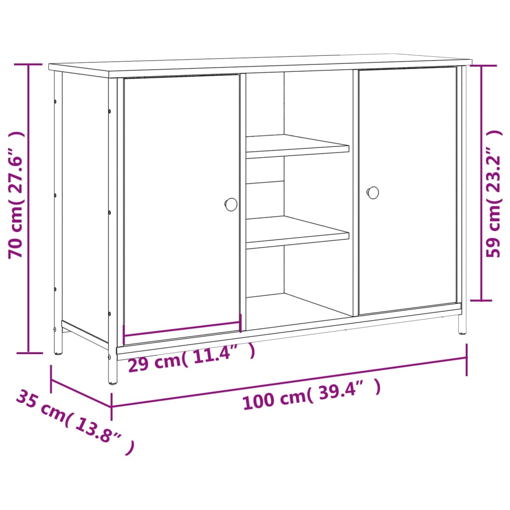 Sideboard Grau Sonoma 100x35x70 cm Holzwerkstoff