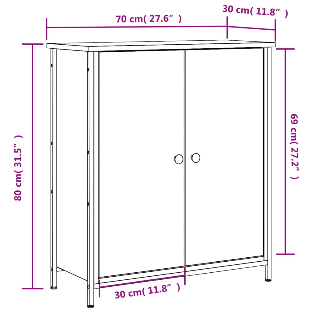 Sideboard Grau Sonoma 70x30x80 cm Holzwerkstoff
