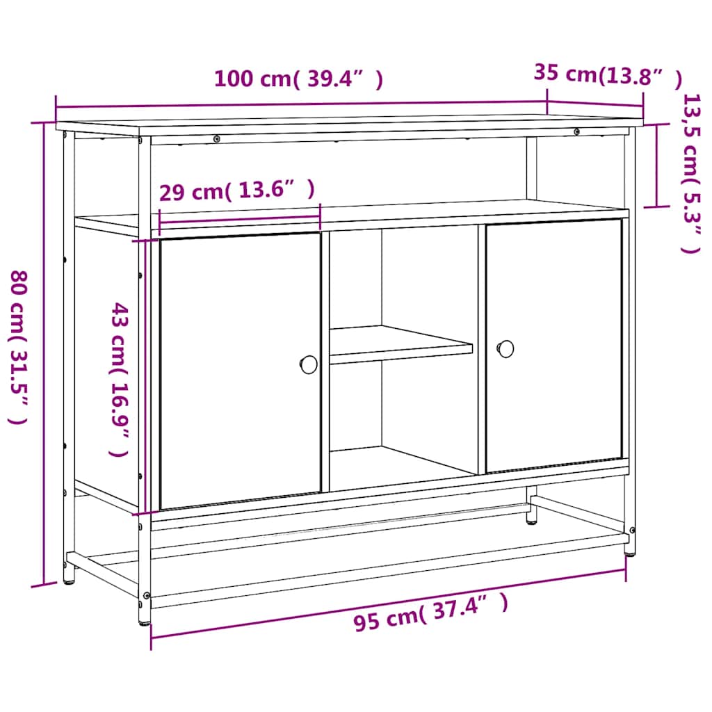 Sideboard Sonoma-Eiche 100x35x80 cm Holzwerkstoff