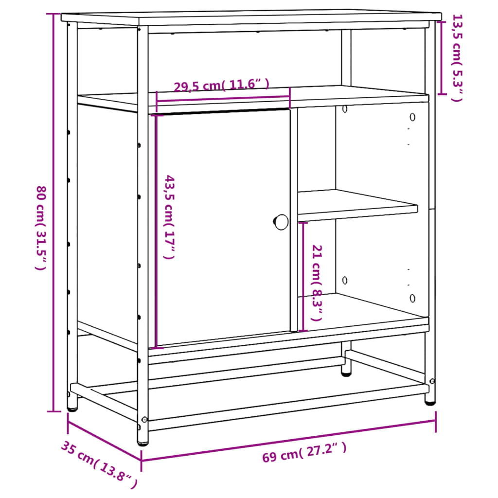 Sideboard Grau Sonoma 69x35x80 cm Holzwerkstoff