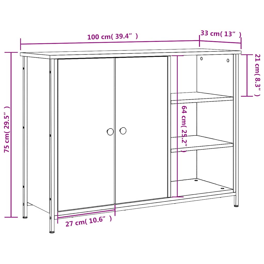 Sideboard Räuchereiche 100x33x75 cm Holzwerkstoff