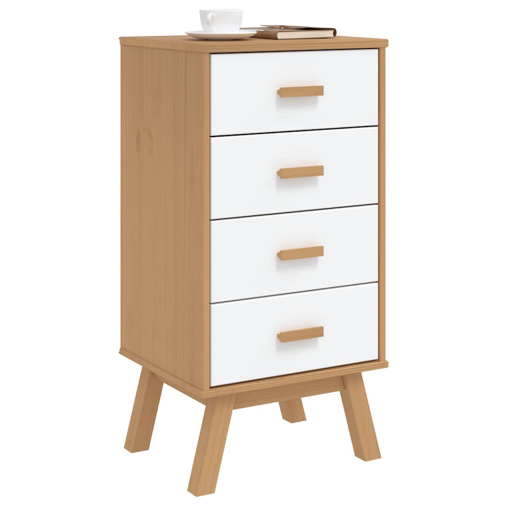 Nachttisch OLDEN Weiß und Braun Massivholz Kiefer