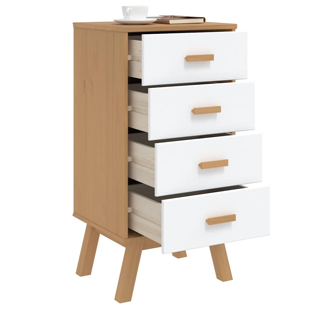 Nachttisch OLDEN Weiß und Braun Massivholz Kiefer
