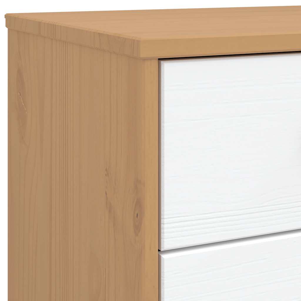 Nachttisch OLDEN Weiß und Braun Massivholz Kiefer