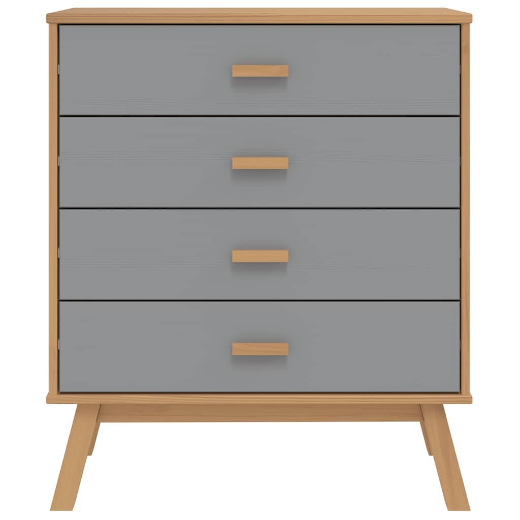 Schubladenschrank OLDEN Grau und Braun Massivholz Kiefer