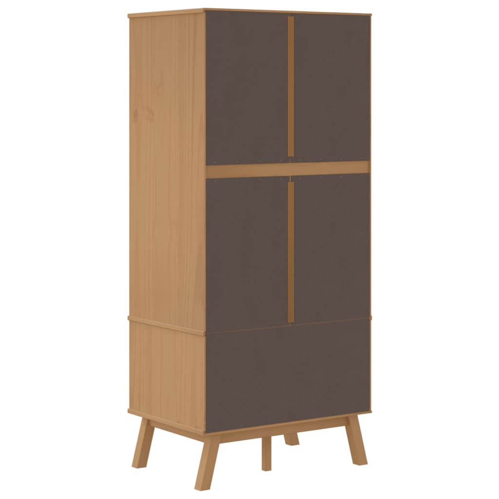 Kleiderschrank OLDEN Braun 76,5x53x172 cm Massivholz Kiefer