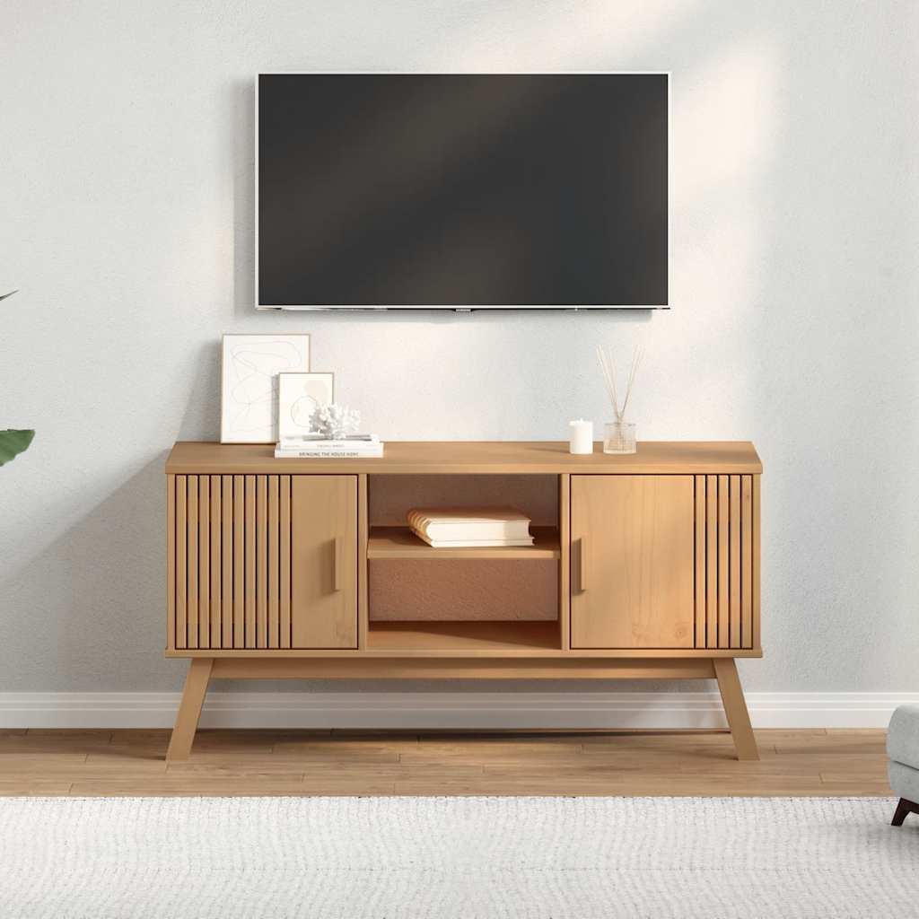 TV-Schrank OLDEN Braun 114x43x57 cm Massivholz Kiefer