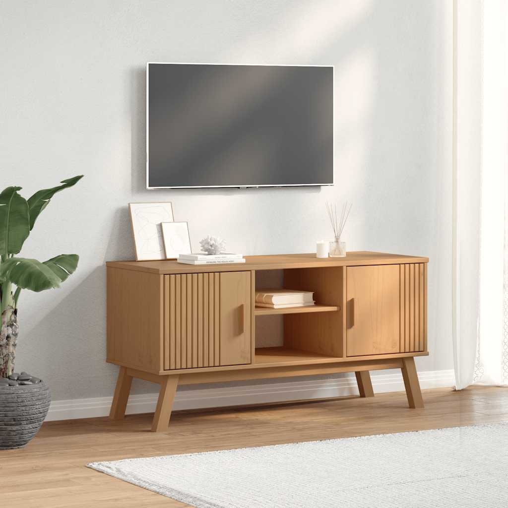 TV-Schrank OLDEN Braun 114x43x57 cm Massivholz Kiefer