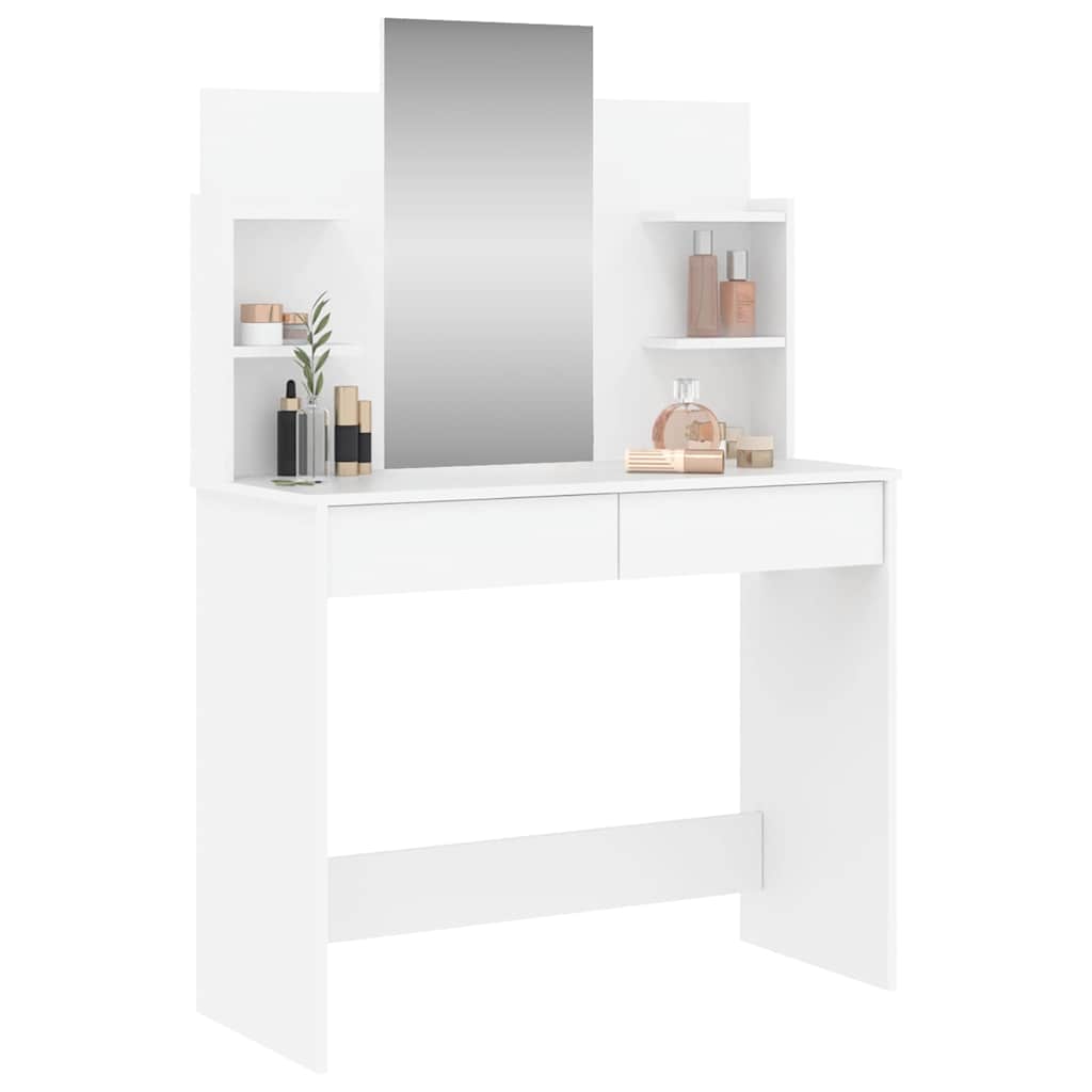 Schminktisch mit Spiegel Weiß 96x39x142 cm