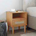 Nachttisch SENJA Rattan-Look Braun 40x35x48cm Massivholz Kiefer