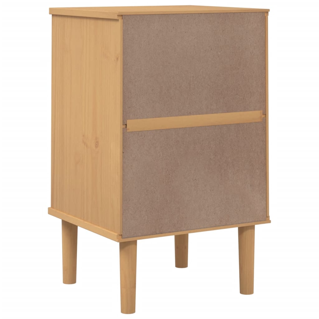 Nachttisch SENJA Rattan-Look Braun 40x35x65cm Massivholz Kiefer