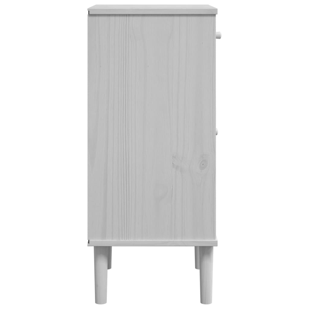 Nachttisch SENJA Rattan-Look Weiß 40x35x80 cm Massivholz Kiefer