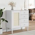 Sideboard SENJA Rattan-Optik Weiß 80x40x80 cm Kiefernholz