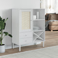Highboard SENJA Rattan-Optik Weiß 90x40x112 cm Kiefernholz
