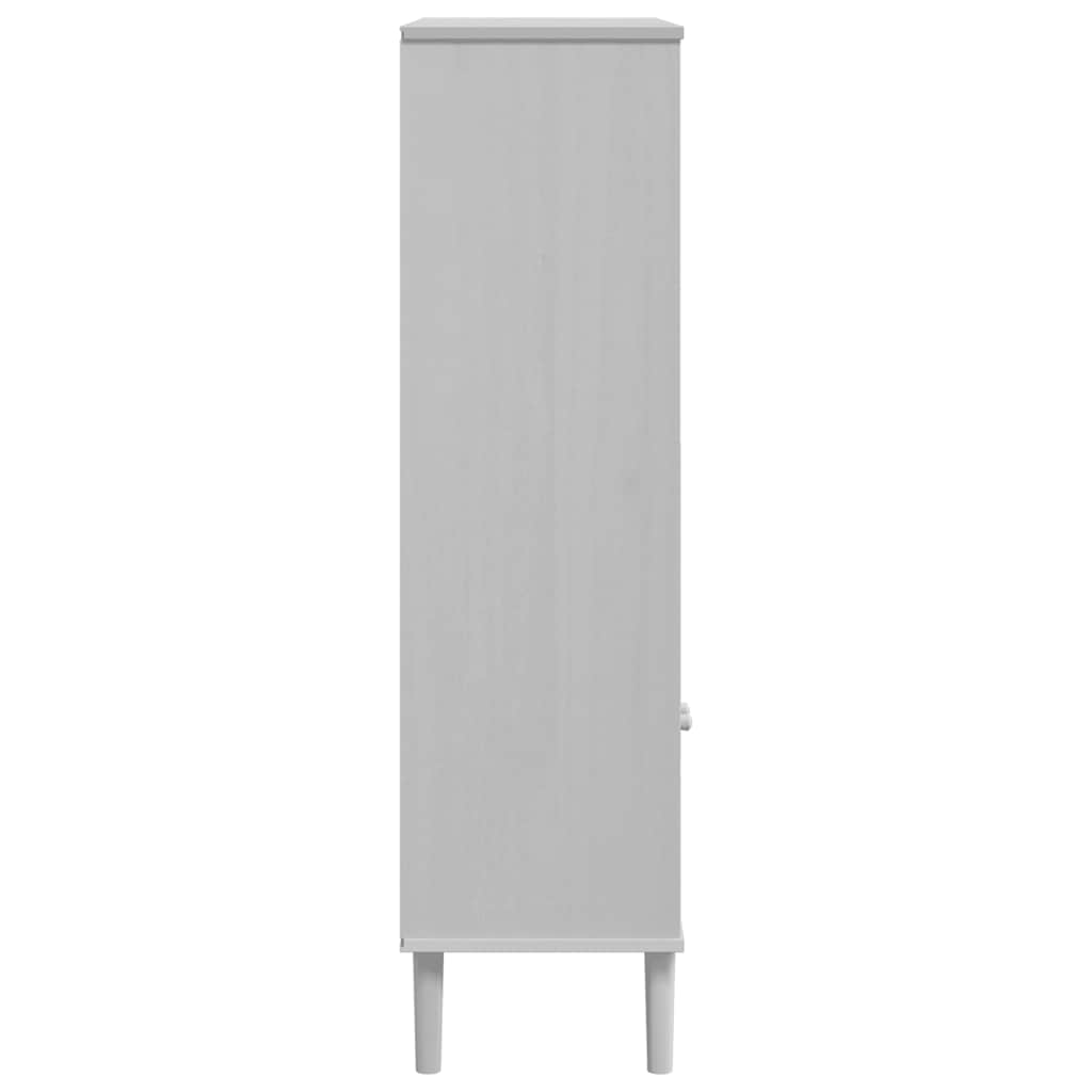 Bücherschrank SENJA Rattan-Look Weiß 90x35x130 cm Kiefernholz