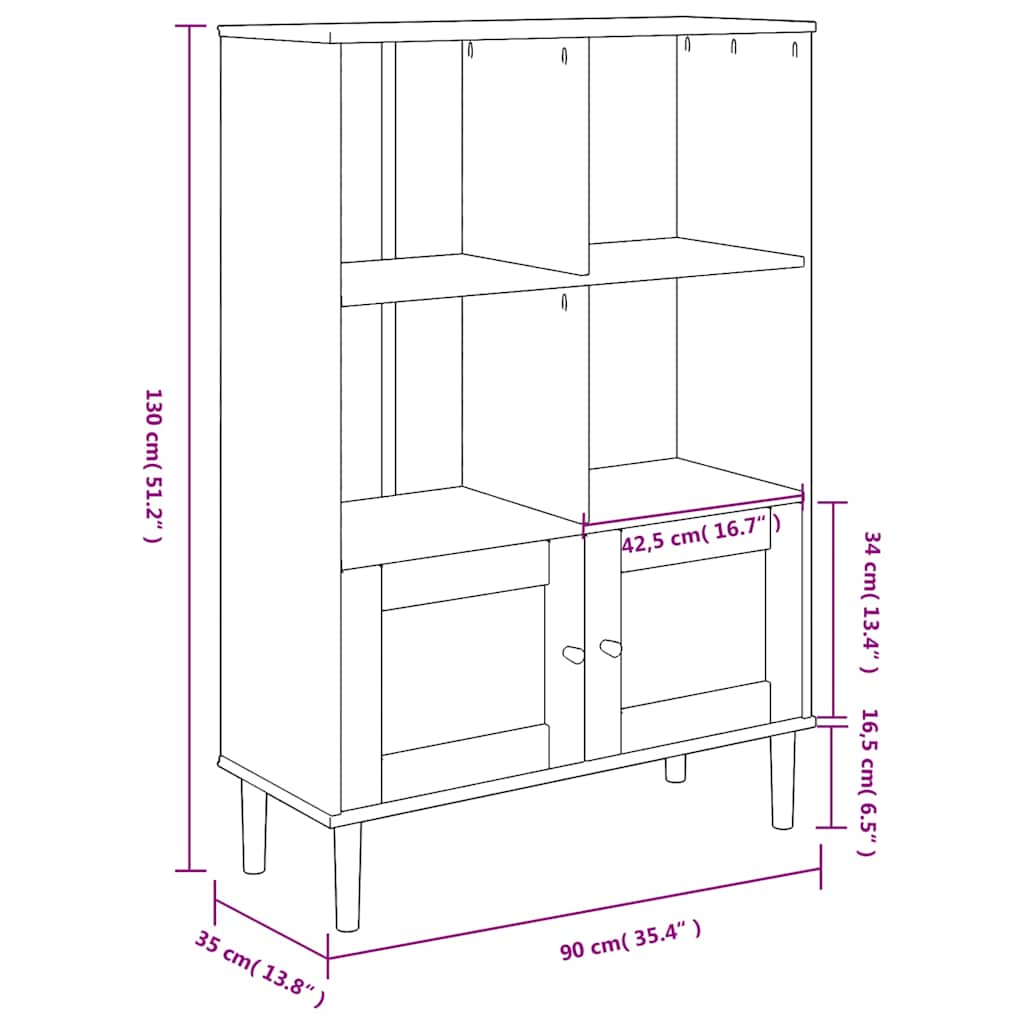 Bücherschrank SENJA Rattan-Look Weiß 90x35x130 cm Kiefernholz