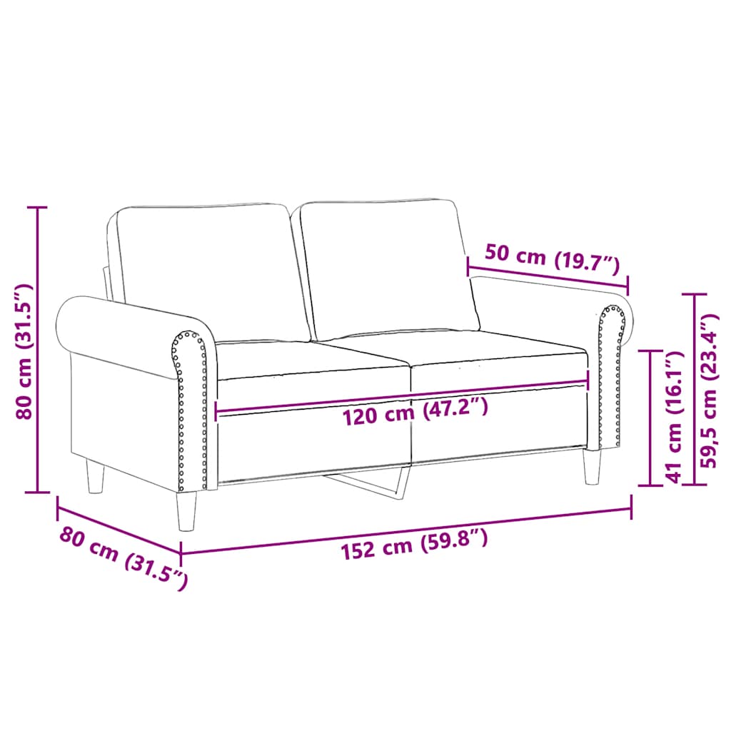 2-Sitzer-Sofa Hellgrau 120 cm Samt
