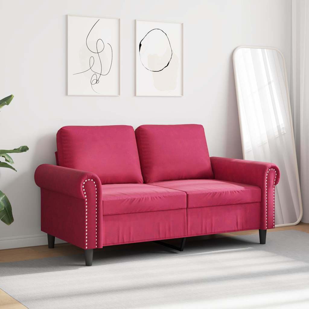 2-Sitzer-Sofa Weinrot 120 cm Samt
