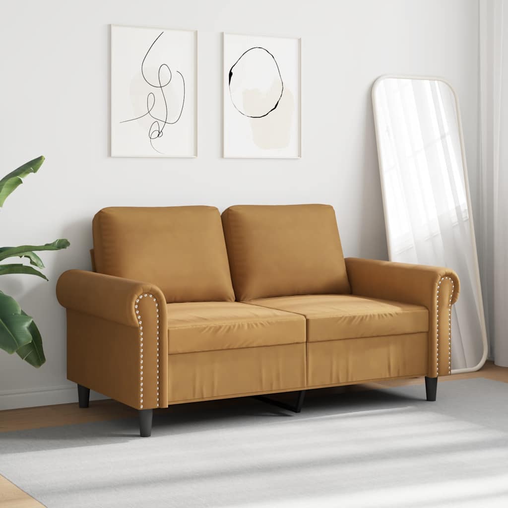 2-Sitzer-Sofa Braun 120 cm Samt