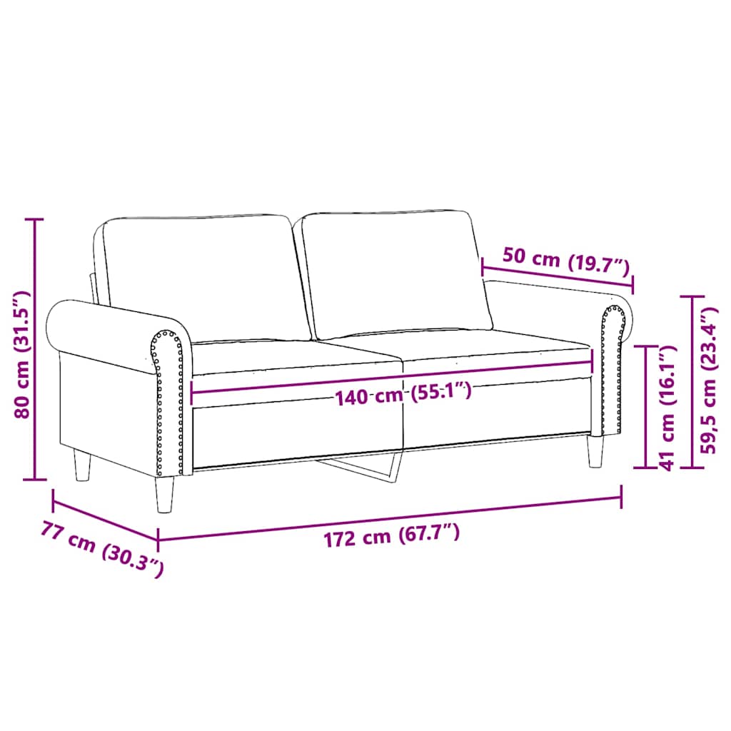 2-Sitzer-Sofa Blau 140 cm Samt