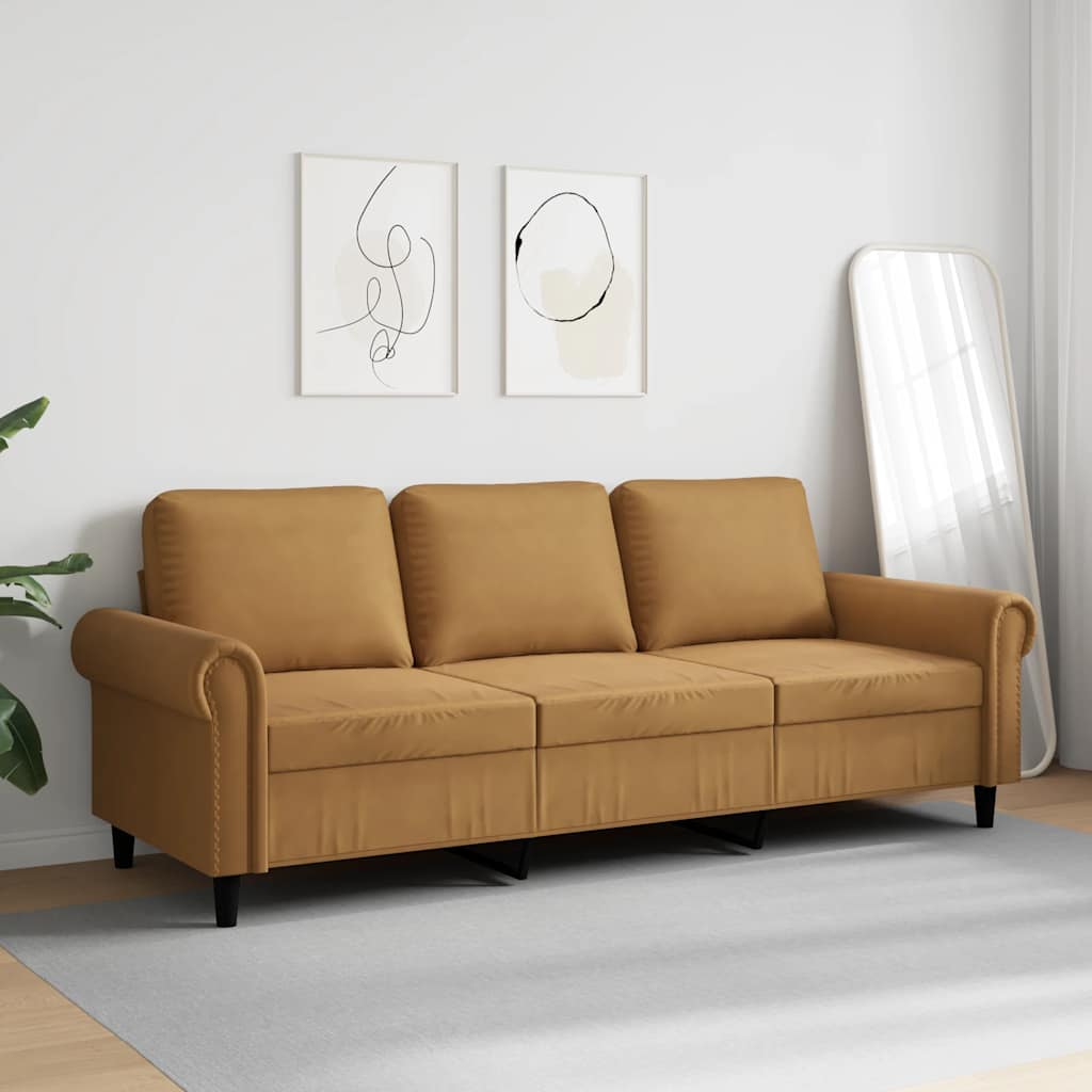 3-Sitzer-Sofa Braun 180 cm Samt