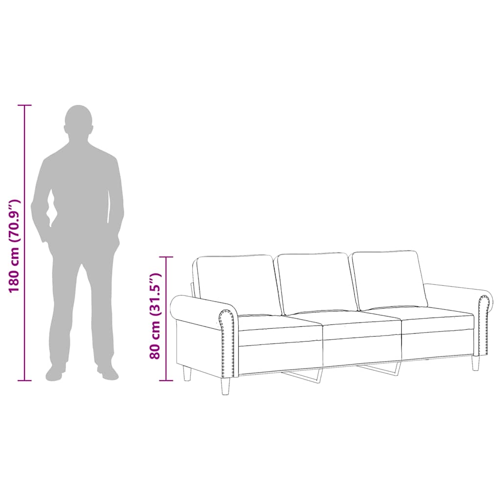 3-Sitzer-Sofa Braun 180 cm Samt