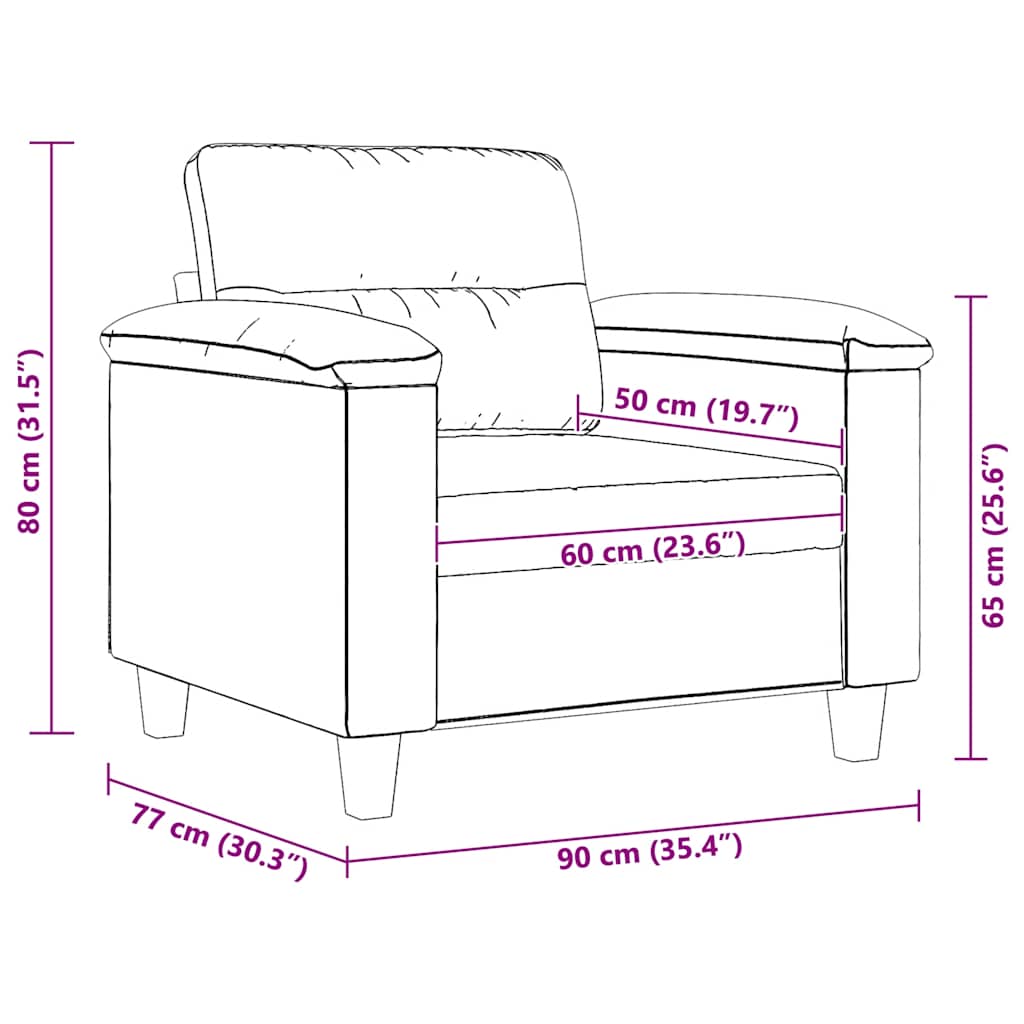 Sessel Beige 60 cm Mikrofasergewebe