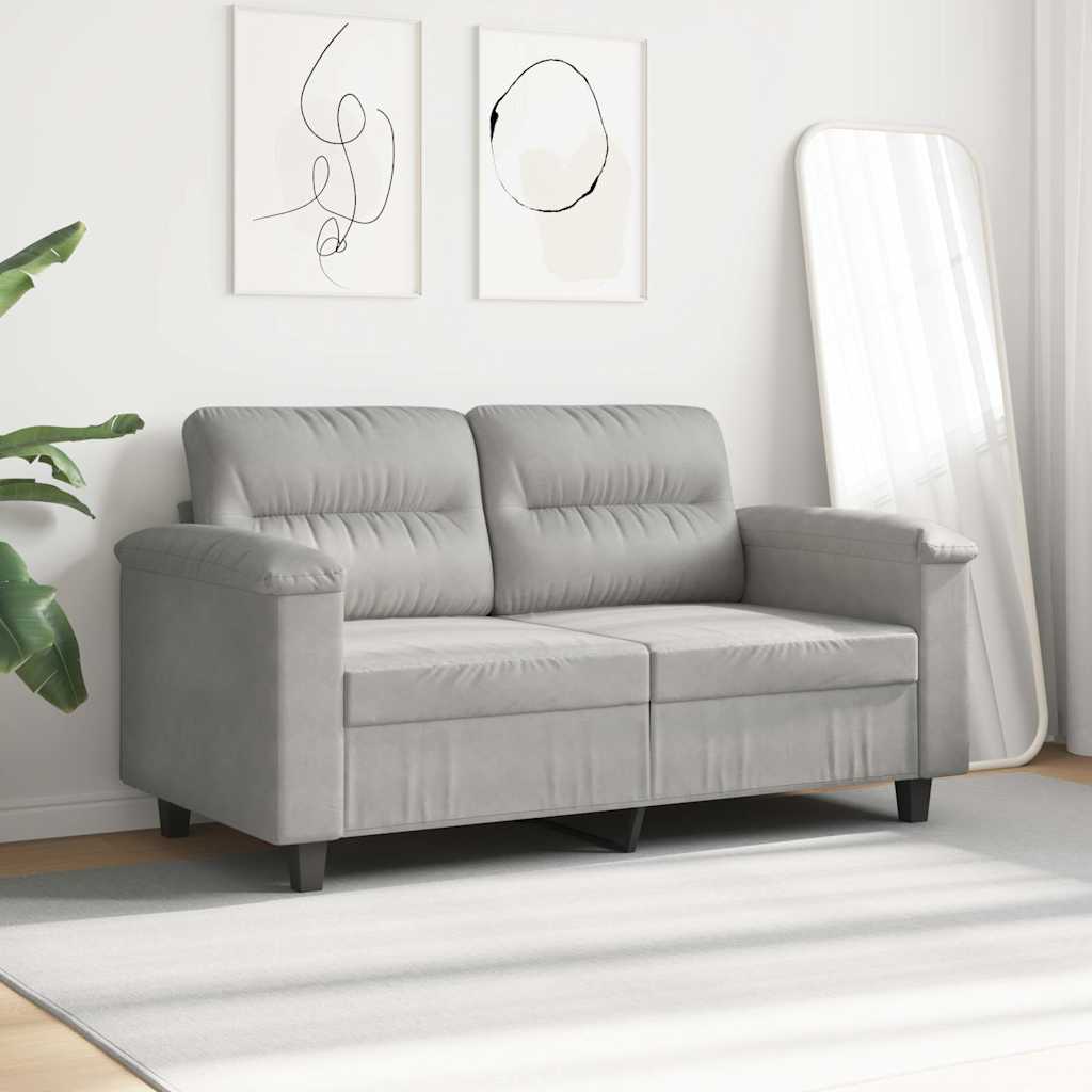 2-Sitzer-Sofa Hellgrau 120 cm Mikrofasergewebe