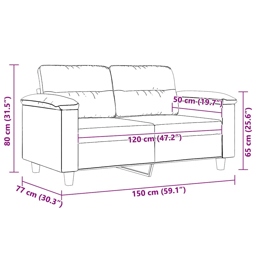 2-Sitzer-Sofa Dunkelgrau 120 cm Mikrofasergewebe