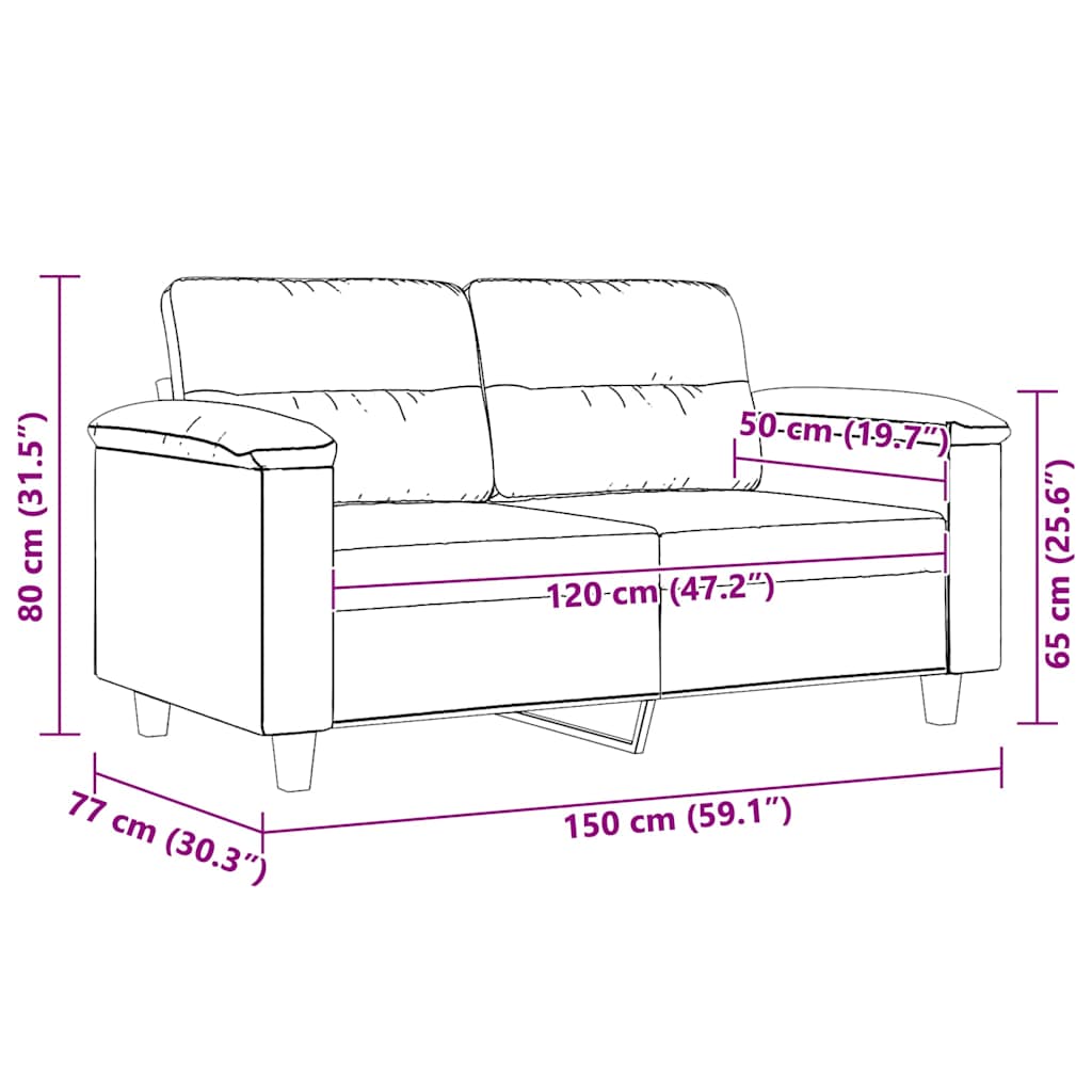 2-Sitzer-Sofa Schwarz 120 cm Mikrofasergewebe