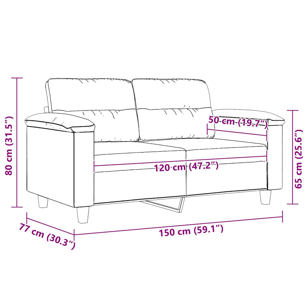 2-Sitzer-Sofa Beige 120 cm Mikrofasergewebe