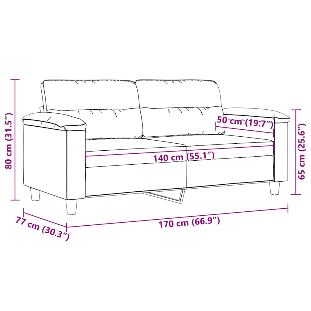 2-Sitzer-Sofa Hellgrau 140 cm Mikrofasergewebe