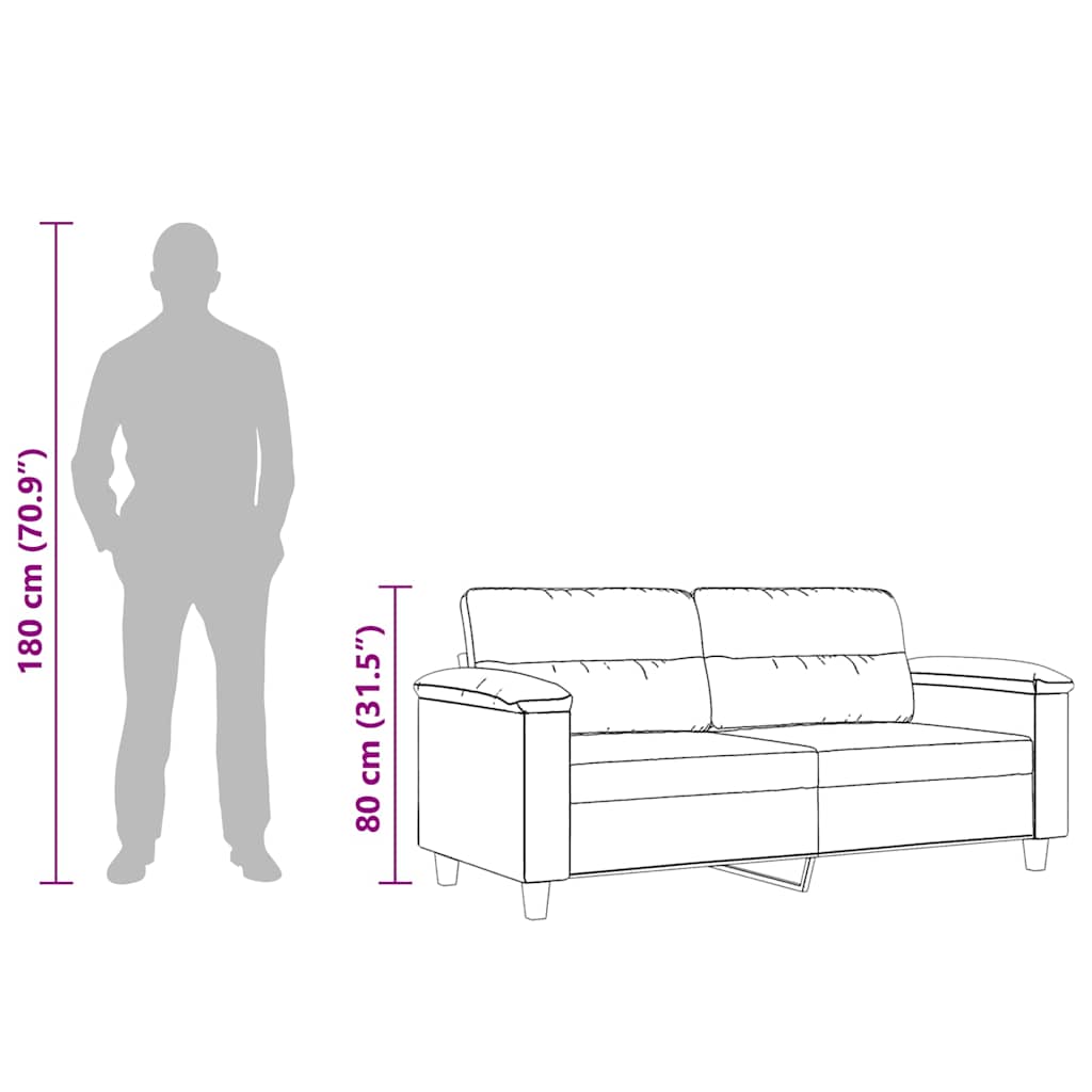2-Sitzer-Sofa Schwarz 140 cm Mikrofasergewebe