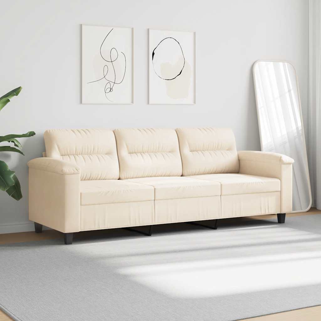 3-Sitzer-Sofa Beige 180 cm Mikrofasergewebe