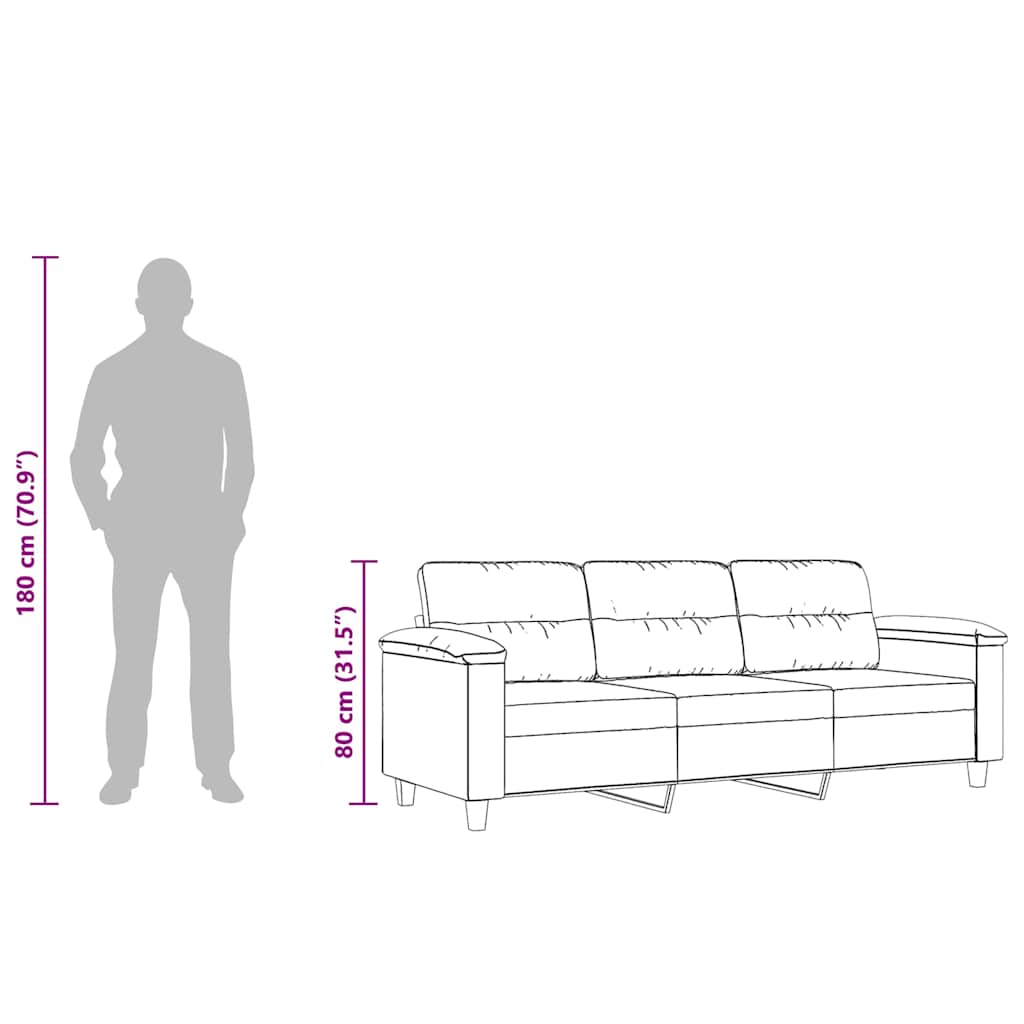3-Sitzer-Sofa Beige 180 cm Mikrofasergewebe