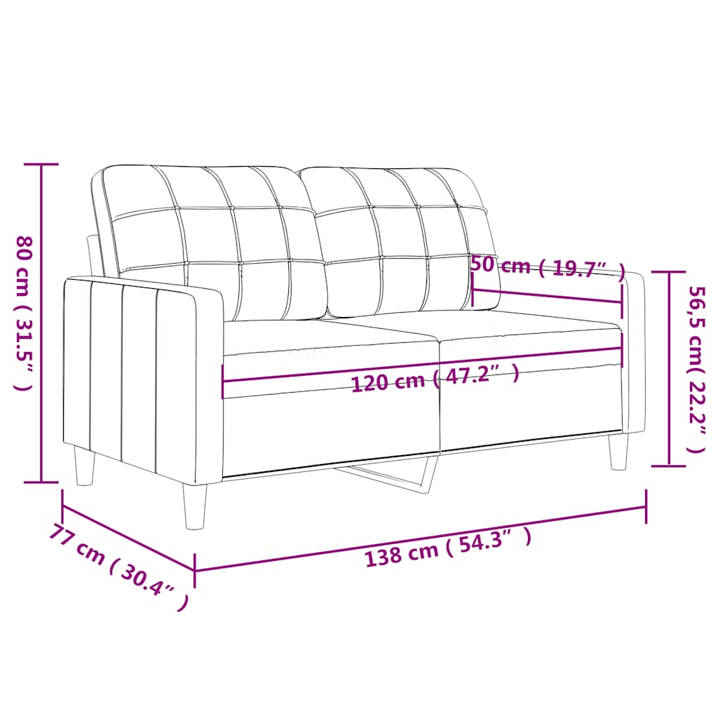 2-Sitzer-Sofa Schwarz 120 cm Stoff