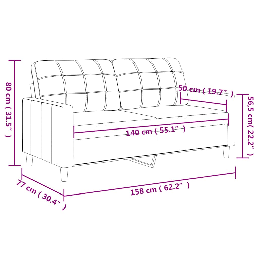 2-Sitzer-Sofa Creme 140 cm Stoff