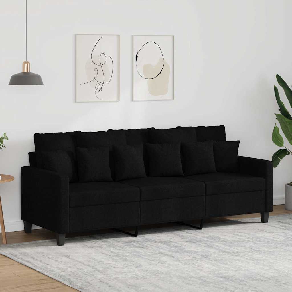 3-Sitzer-Sofa Schwarz 180 cm Stoff