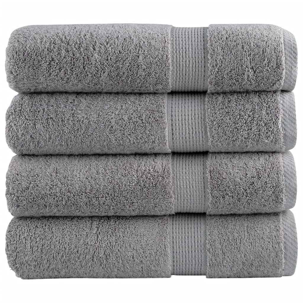 Premium Badetücher SOLUND 4 Stk. Grau 100x150 cm 600 g/m²