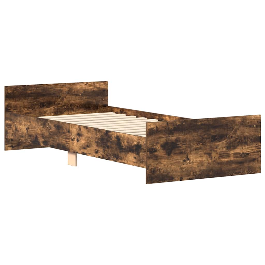 Bettgestell ohne Matratze Räuchereiche 100x200 cm Holzwerkstoff