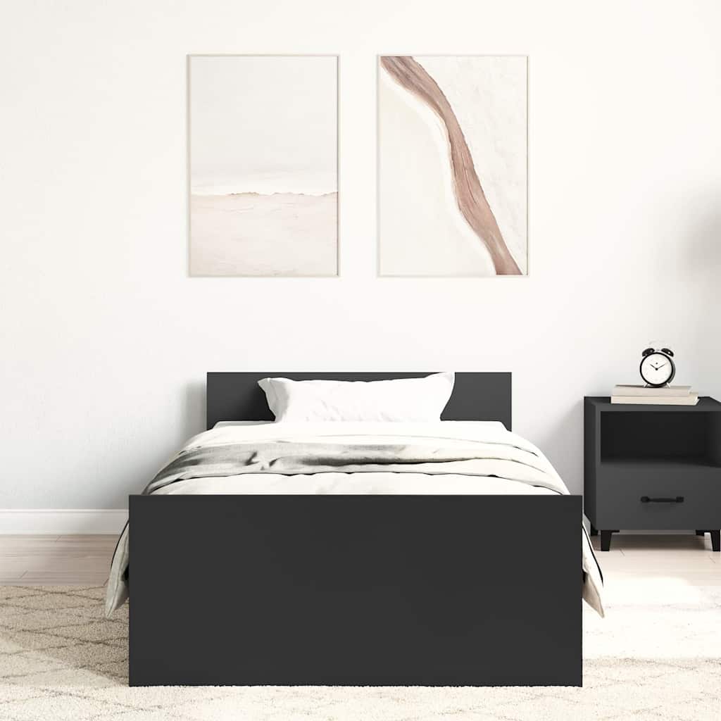 Bettgestell Schwarz 90x190 cm Holzwerkstoff