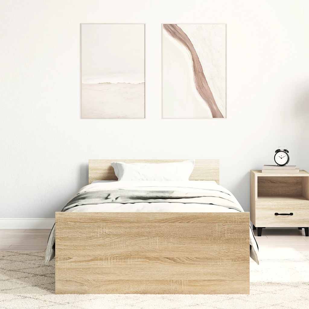 Bettgestell ohne Matratze Sonoma-Eiche 90x190 cm Holzwerkstoff