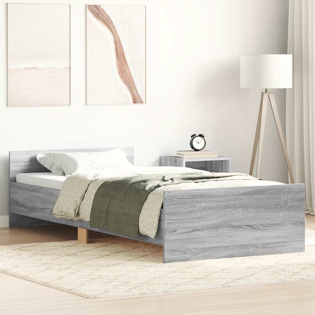 Bettgestell Grau Sonoma 90x190 cm Holzwerkstoff