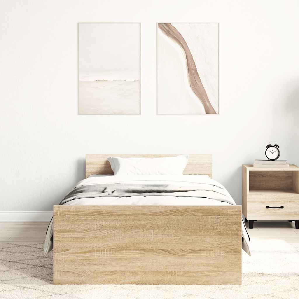 Bettgestell ohne Matratze Sonoma-Eiche 75x190 cm Holzwerkstoff
