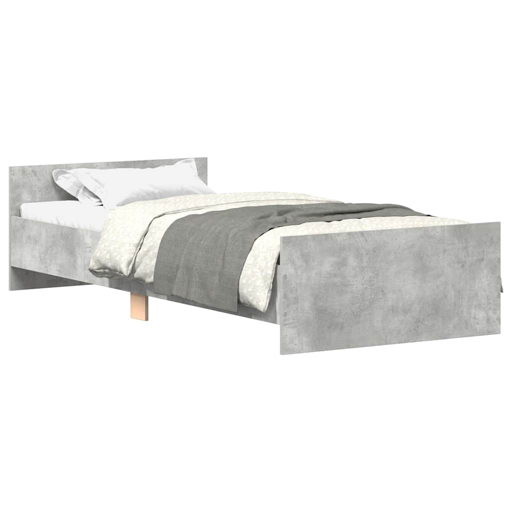 Bettgestell Betongrau 75x190 cm Holzwerkstoff
