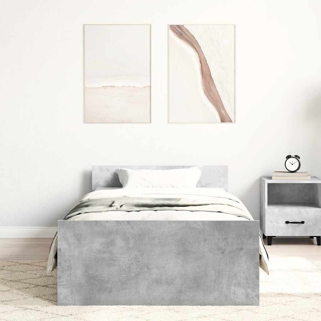 Bettgestell Betongrau 75x190 cm Holzwerkstoff