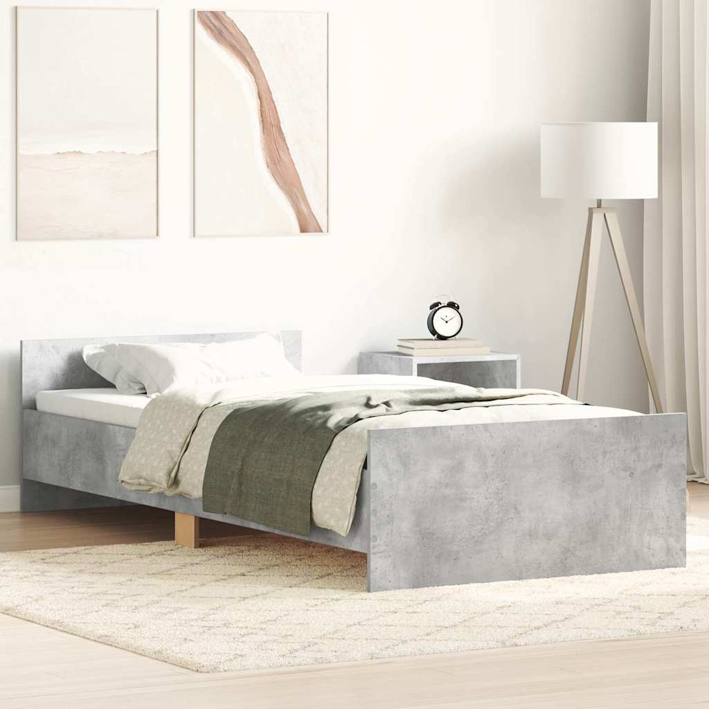 Bettgestell Betongrau 75x190 cm Holzwerkstoff