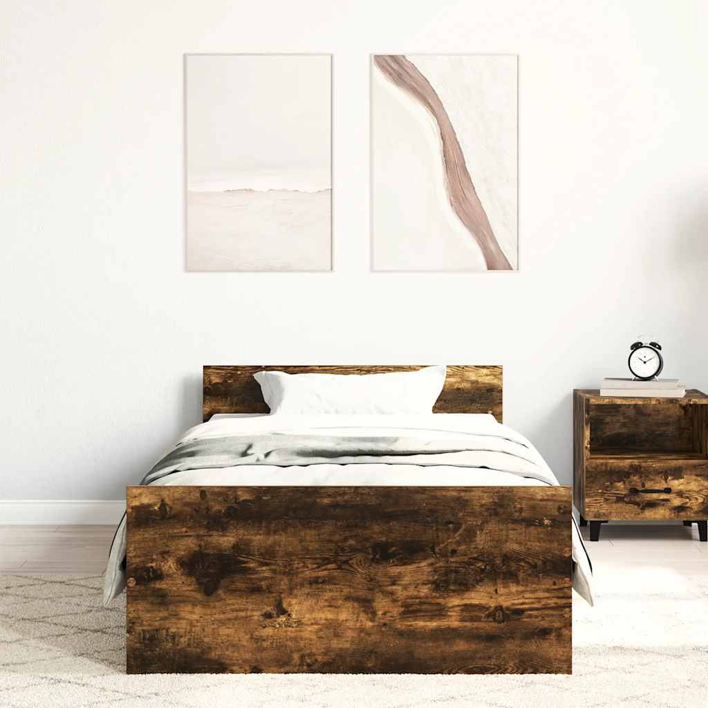 Bettgestell ohne Matratze Räuchereiche 75x190 cm Holzwerkstoff